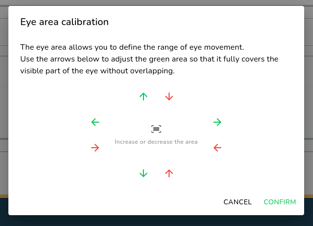 Eye Area Calibration Dialog