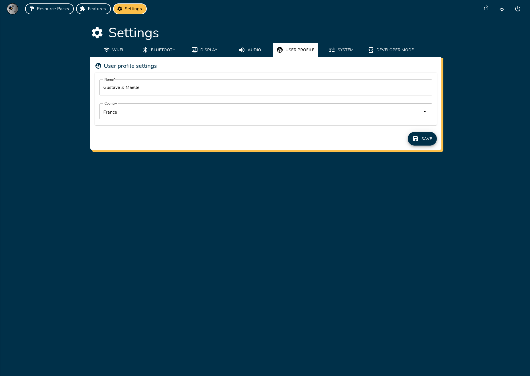 User Profile Settings Page